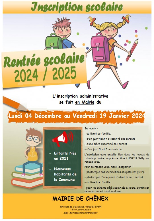 inscription ecole 2024